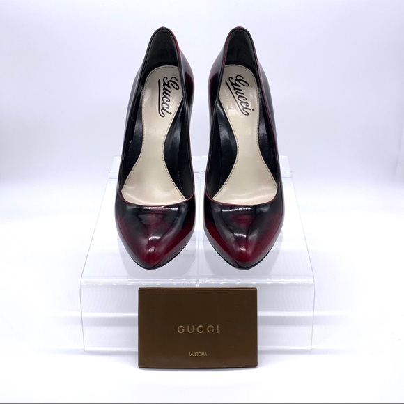 Gucci Women’s Old Wimbledon Cherry Nero Stiletto Heels Pumps 6.5 - Picture 2 of 14